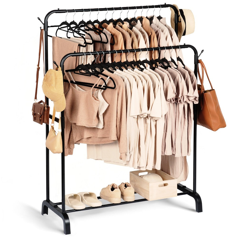 Standing clothes rack metal black double 110x45x152 cm