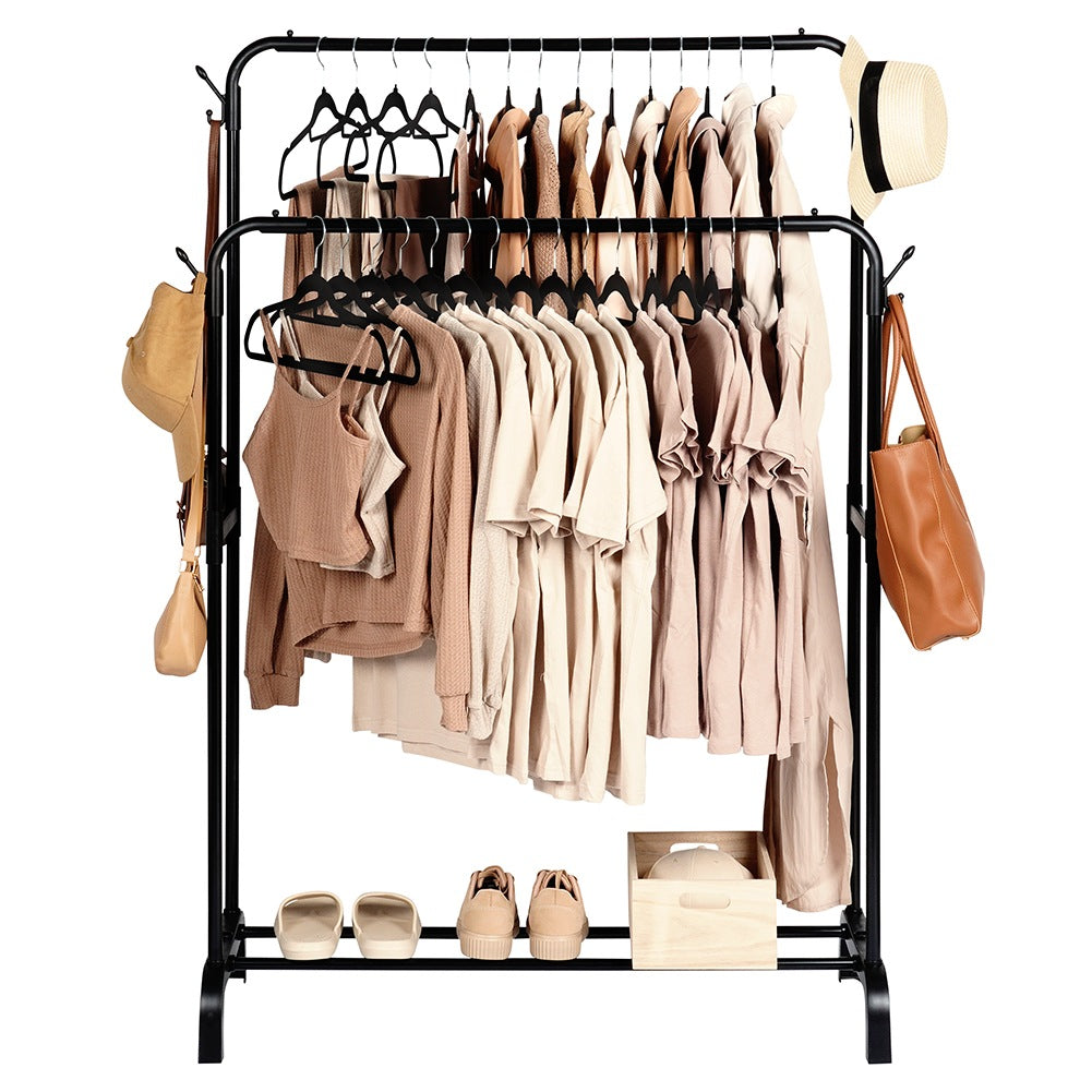Standing clothes rack metal black double 110x45x152 cm