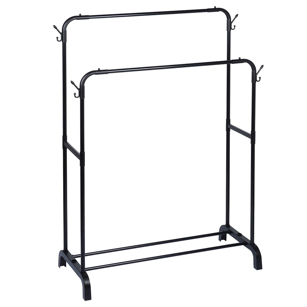 Standing clothes rack metal black double 110x45x152 cm