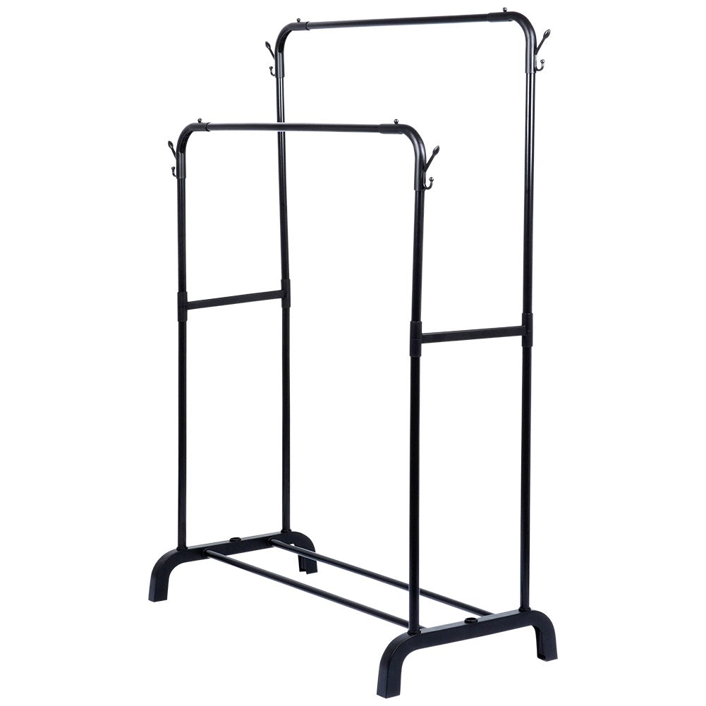 Standing clothes rack metal black double 110x45x152 cm