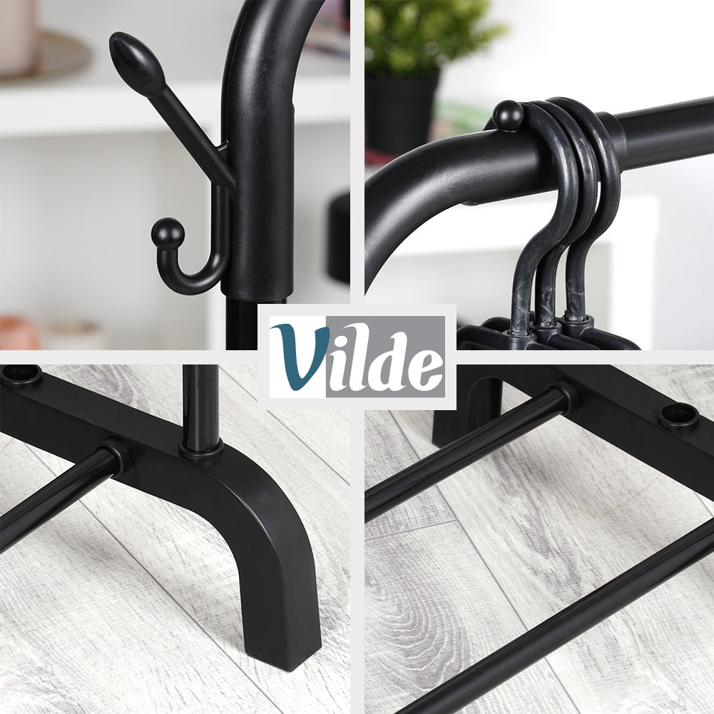 Standing clothes rack metal black double 110x45x152 cm