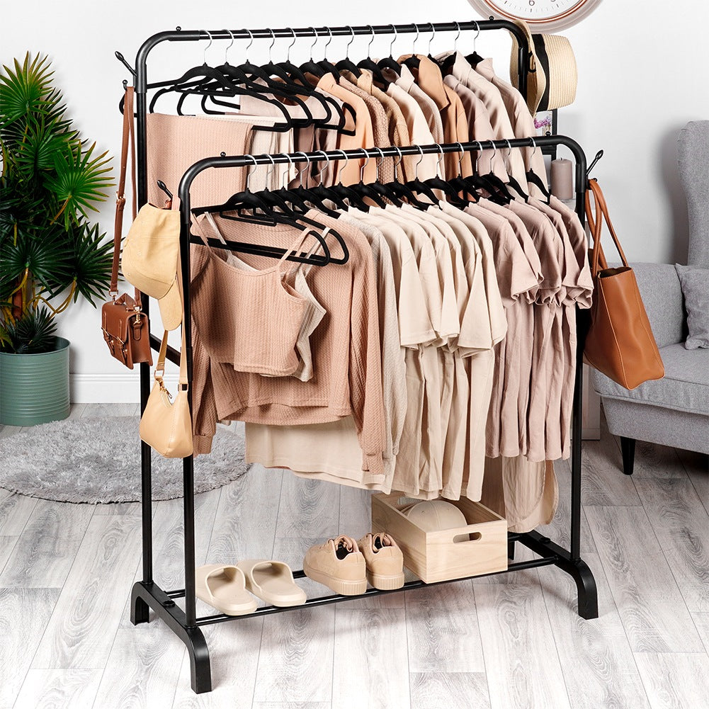 Standing clothes rack metal black double 110x45x152 cm