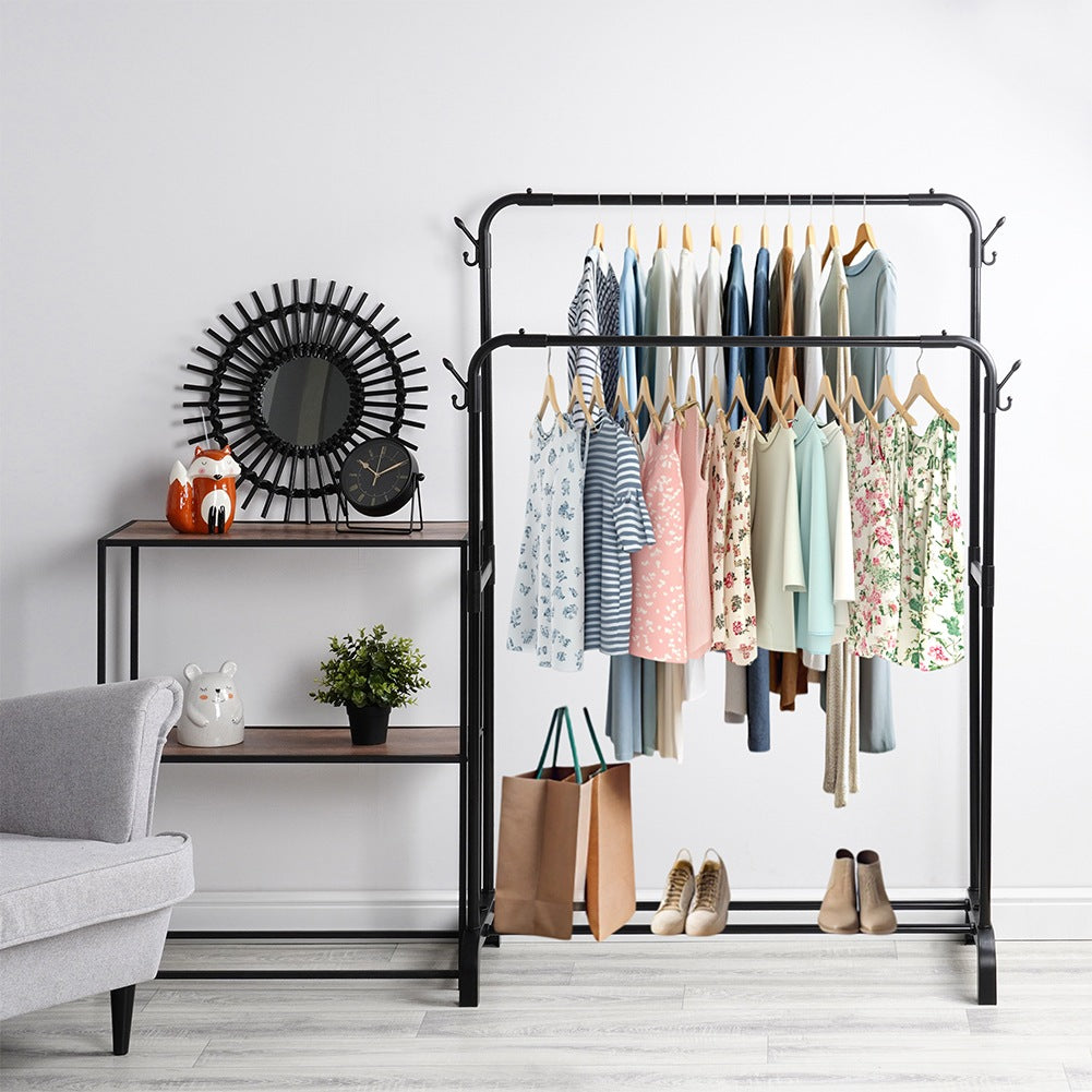 Standing clothes rack metal black double 110x45x152 cm