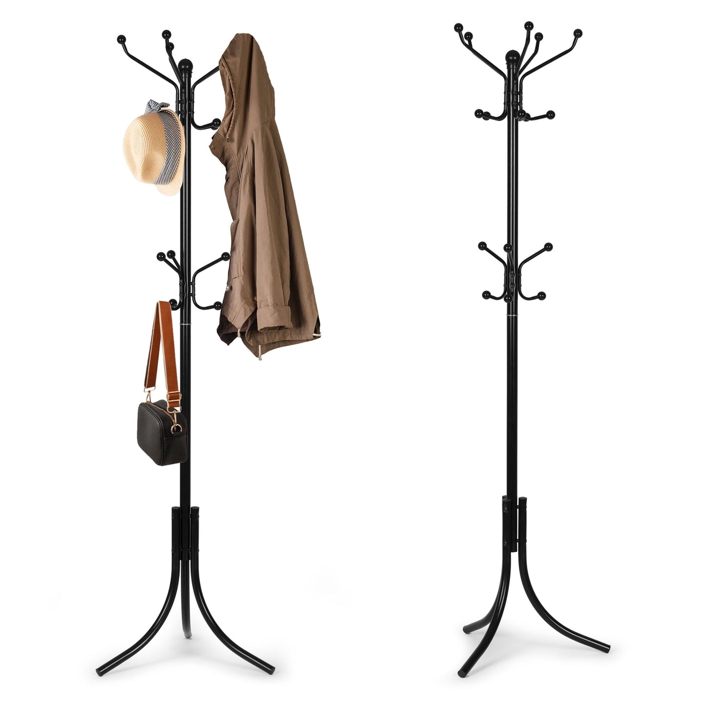 Standing coat rack with 16 hooks, metal, 184 cm, ModernHome