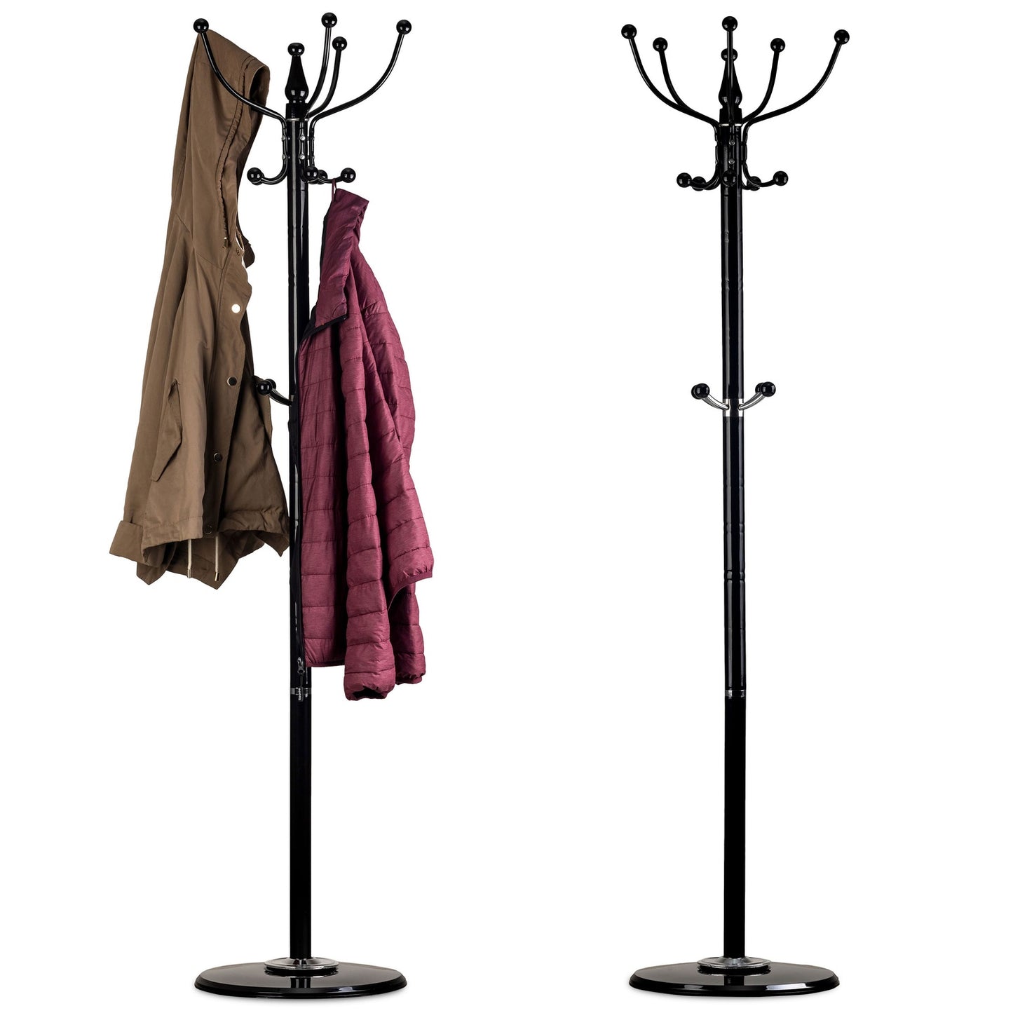 Standing coat rack with a base for clothes black ModernHome