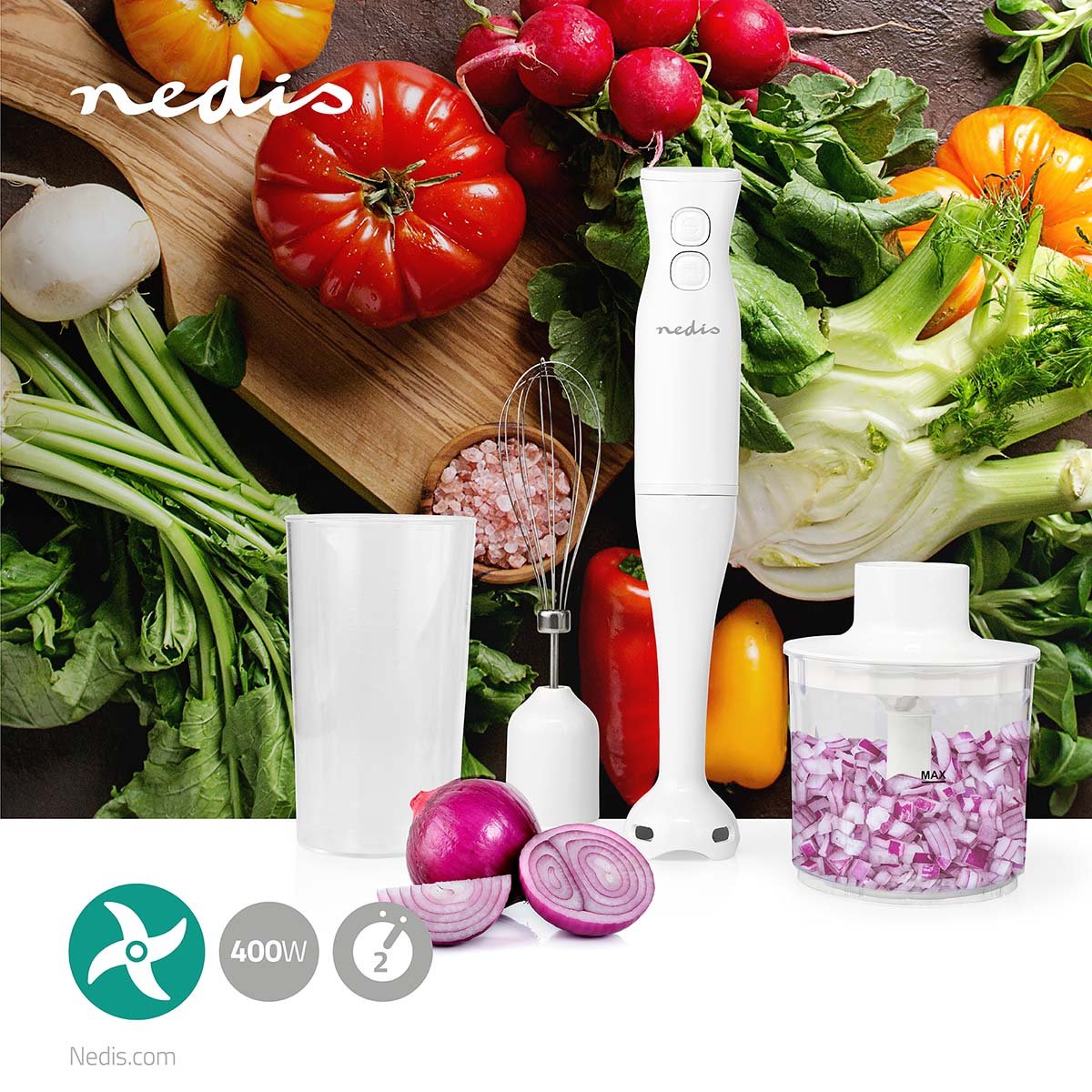 Stand mixer | 400 W | Speed settings: 2 speed setting | Chopper | White