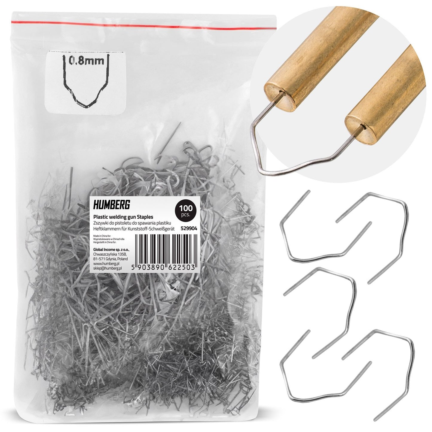 Staples for a plastic welding machine, 100 pcs, type D Humberg