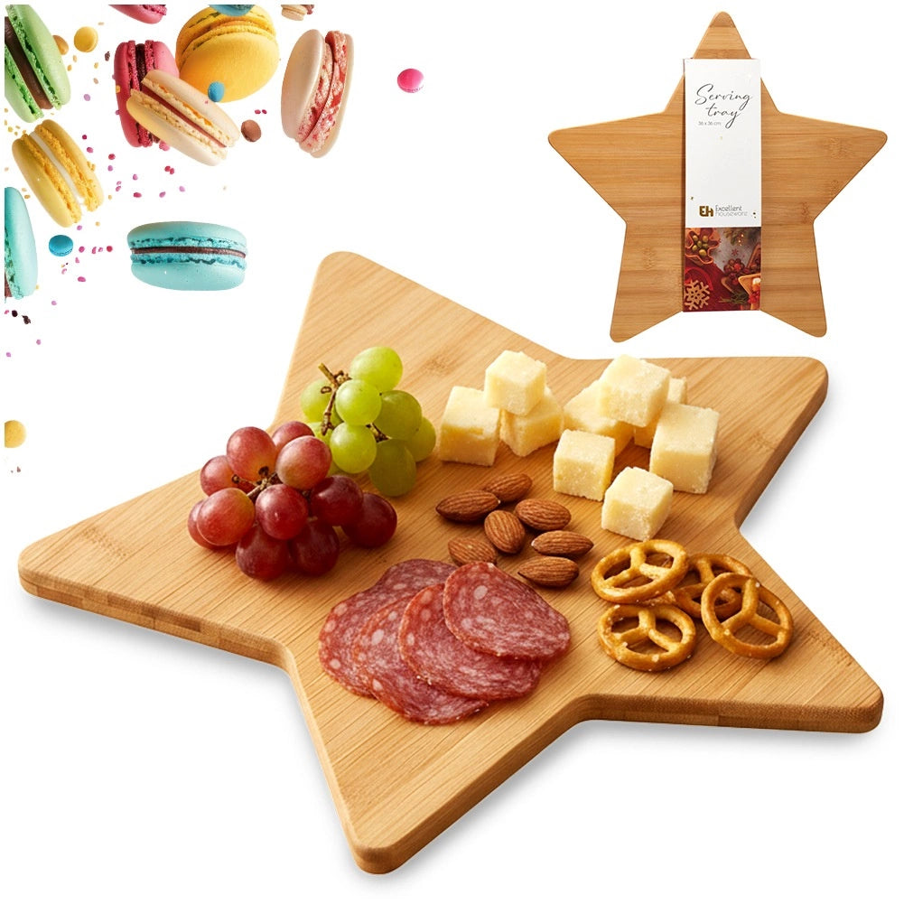 Star-Shaped Bamboo Serving Board, 36 x 36 cm