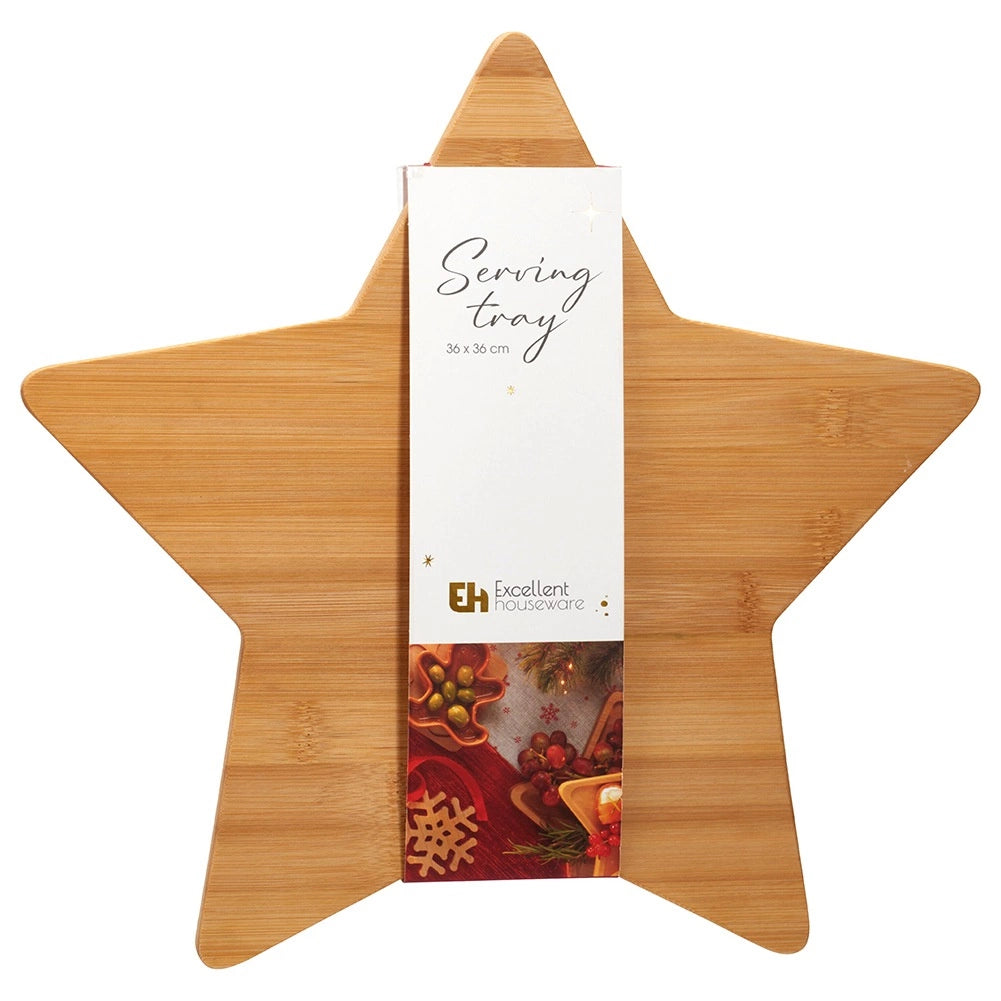 Star-Shaped Bamboo Serving Board, 36 x 36 cm