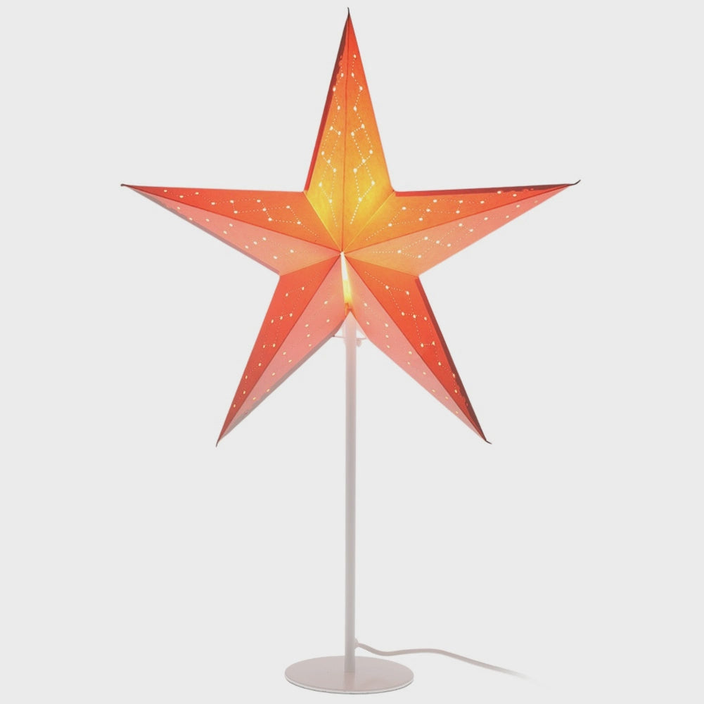 Star-Shaped Paper Table Lamp, 45x65 cm, Metal Base