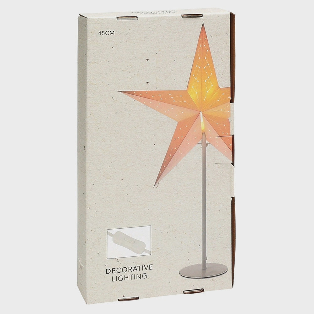 Star-Shaped Paper Table Lamp, 45x65 cm, Metal Base