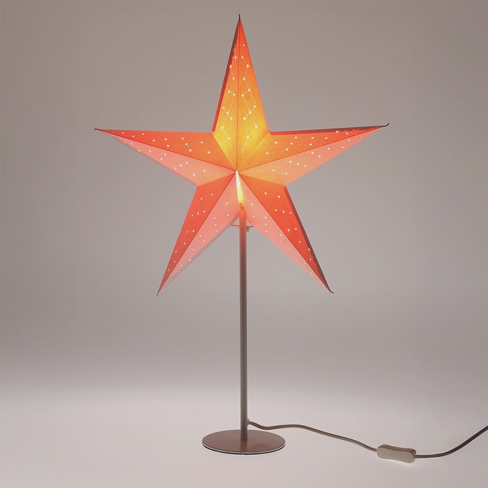 Star-Shaped Paper Table Lamp, 45x65 cm, Metal Base