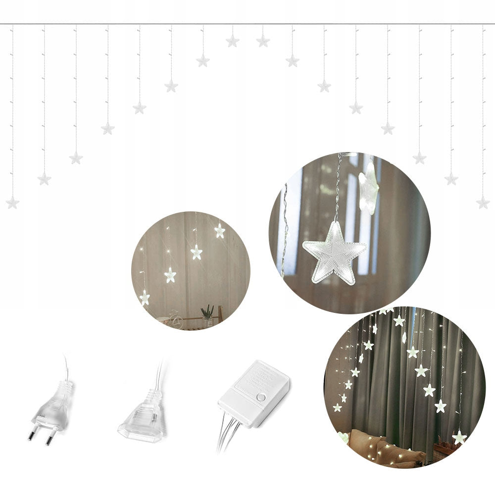 Star lights, Christmas lights, hanging curtain 4m 136 LED