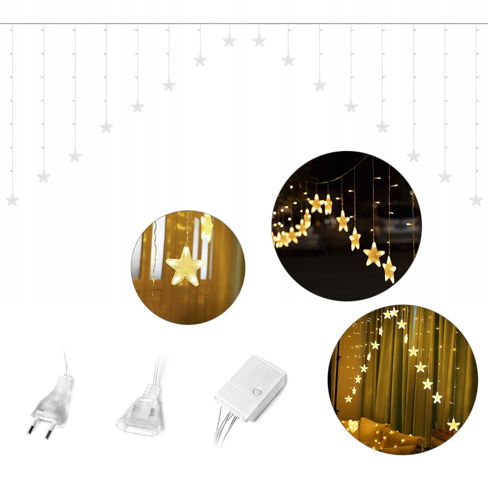 Star lights, Christmas lights, hanging curtain 4m 136 LED