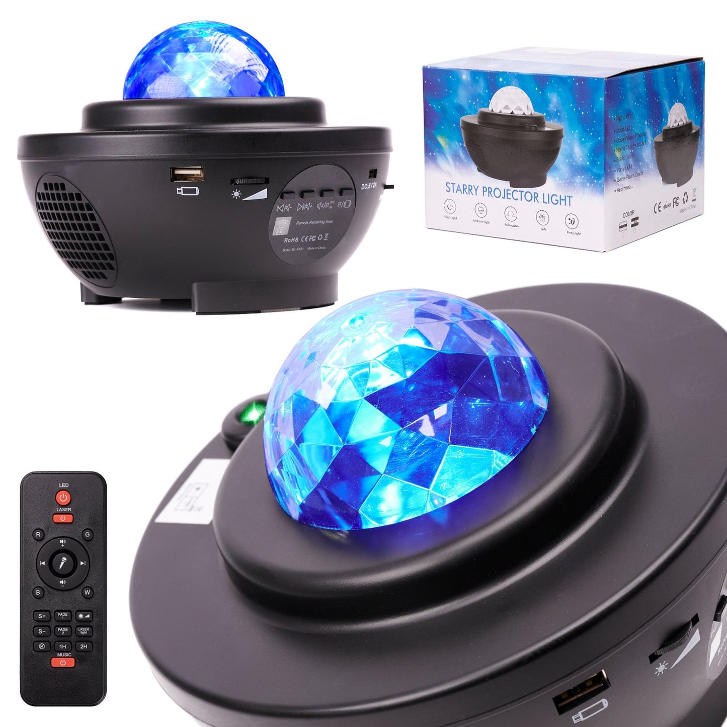 Star projector LED swivel night light