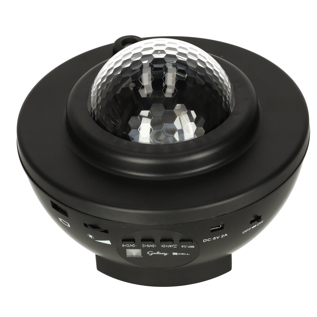 Star projector night light bluetooth speaker black