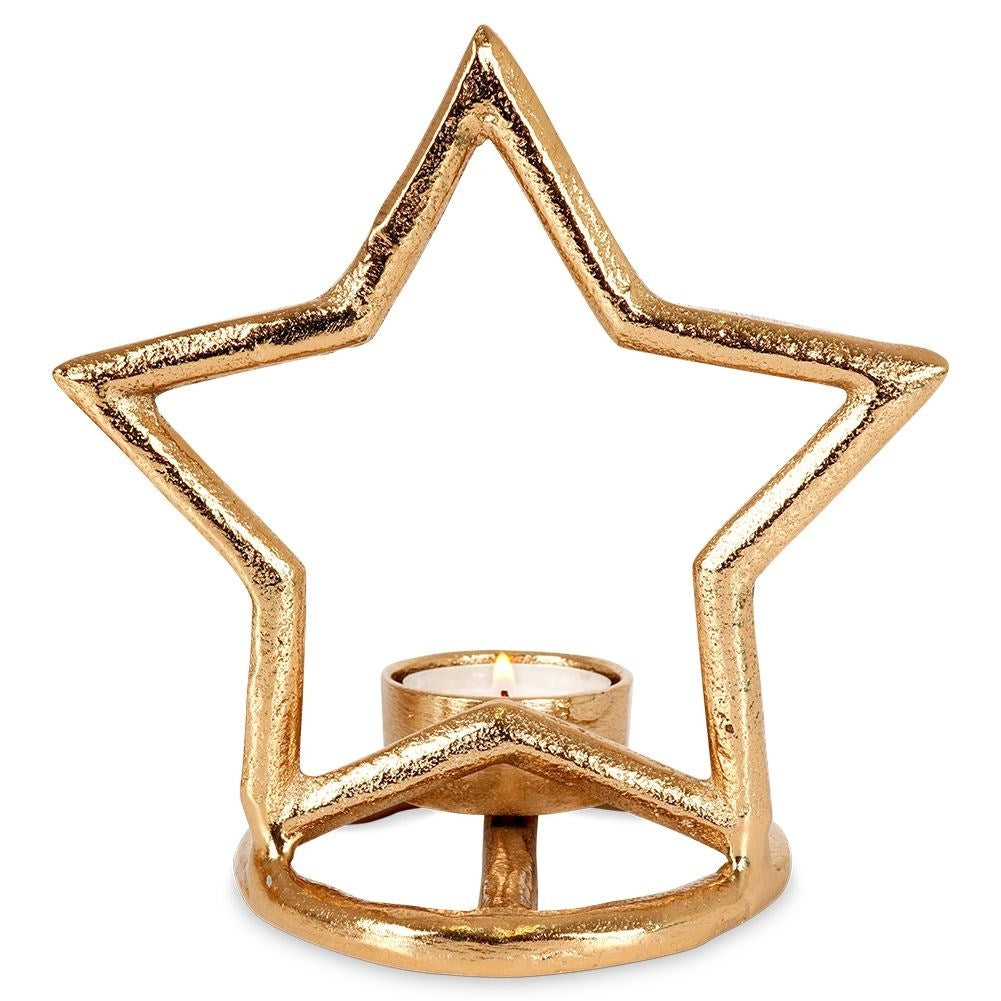 Star-shaped candle holder in aluminum for tealights