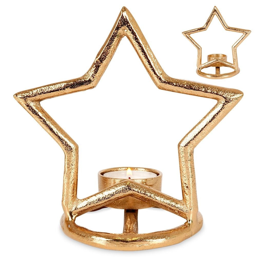 Star-shaped candle holder in aluminum for tealights