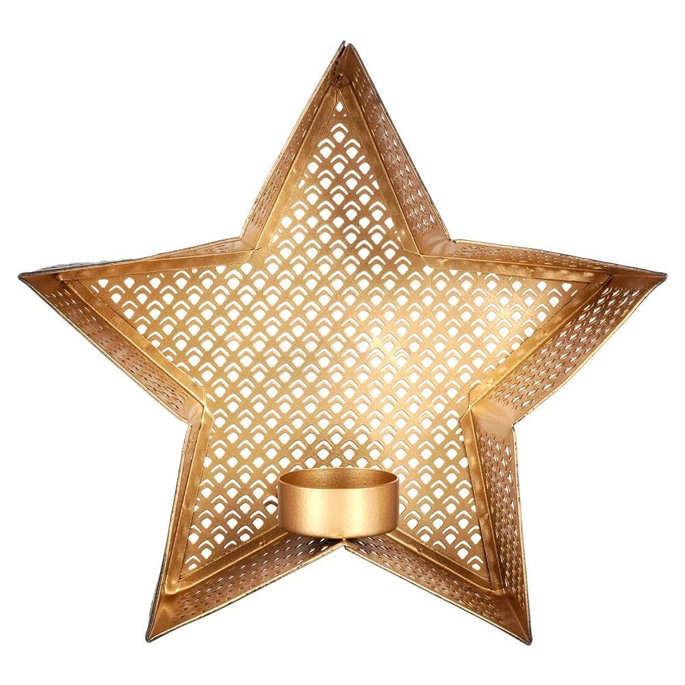 Star-shaped candle holder in gold and black for heat candles