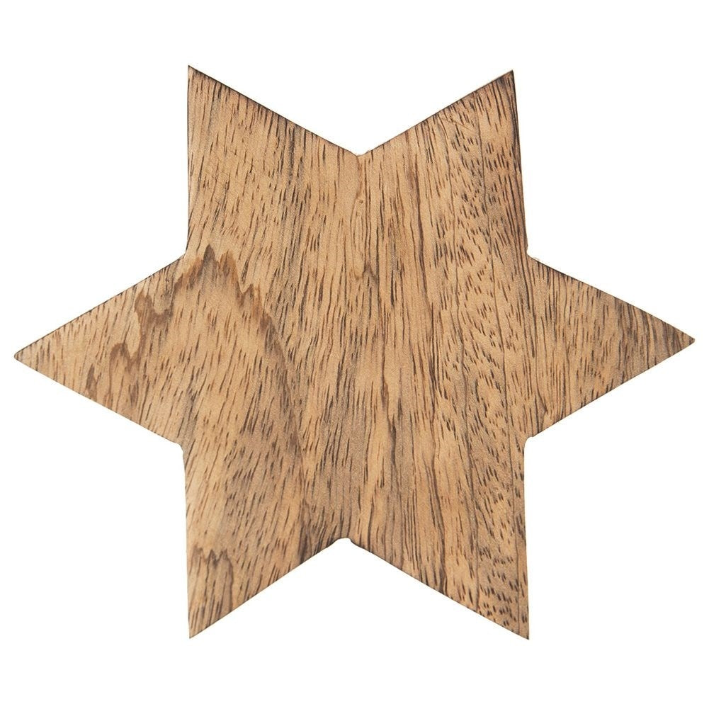 Star-shaped coaster in mango wood, 12.5 cm diameter