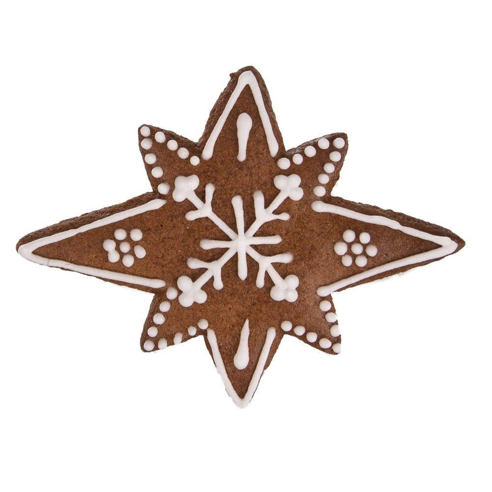 Star-shaped cookie tin in stainless steel for gingerbread cookies