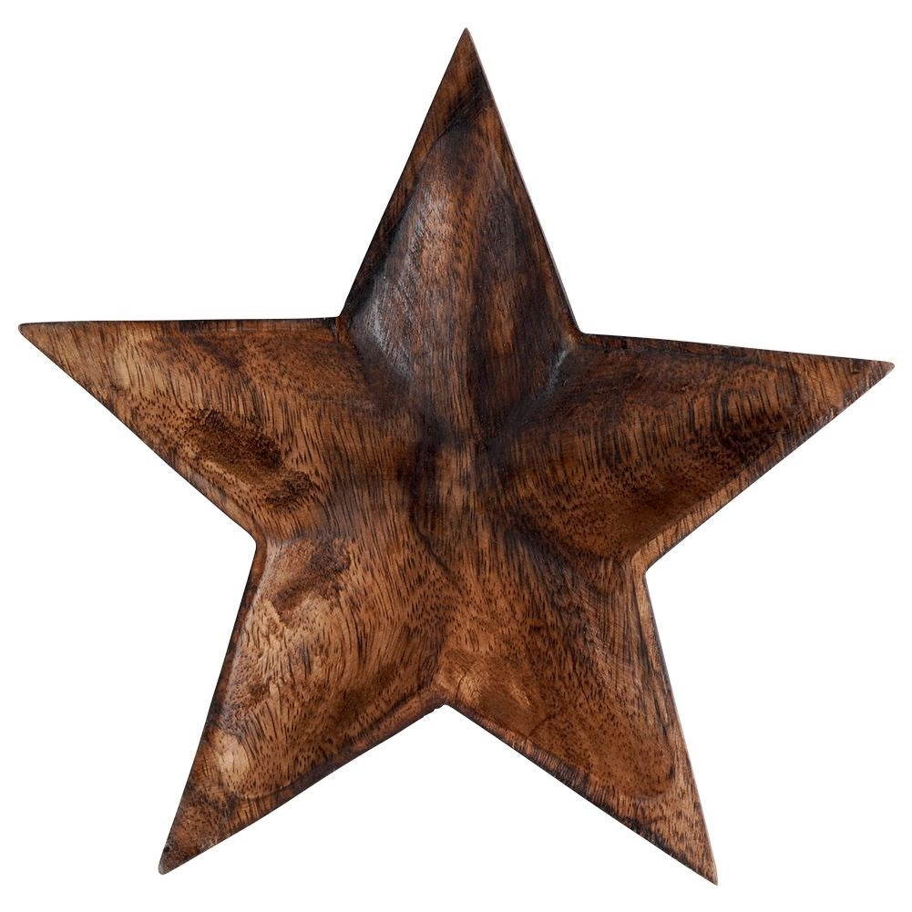 Star-shaped mango wood tray for arrangements and candles