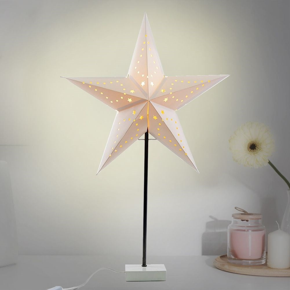 Star-shaped table lamp - Stylish white paper designStar-shaped table lampThis elegant table lamp in the shape of a star is made of white paper and is perfect for your home, office or study. It is powered by mains power and provides a pleasant ligh