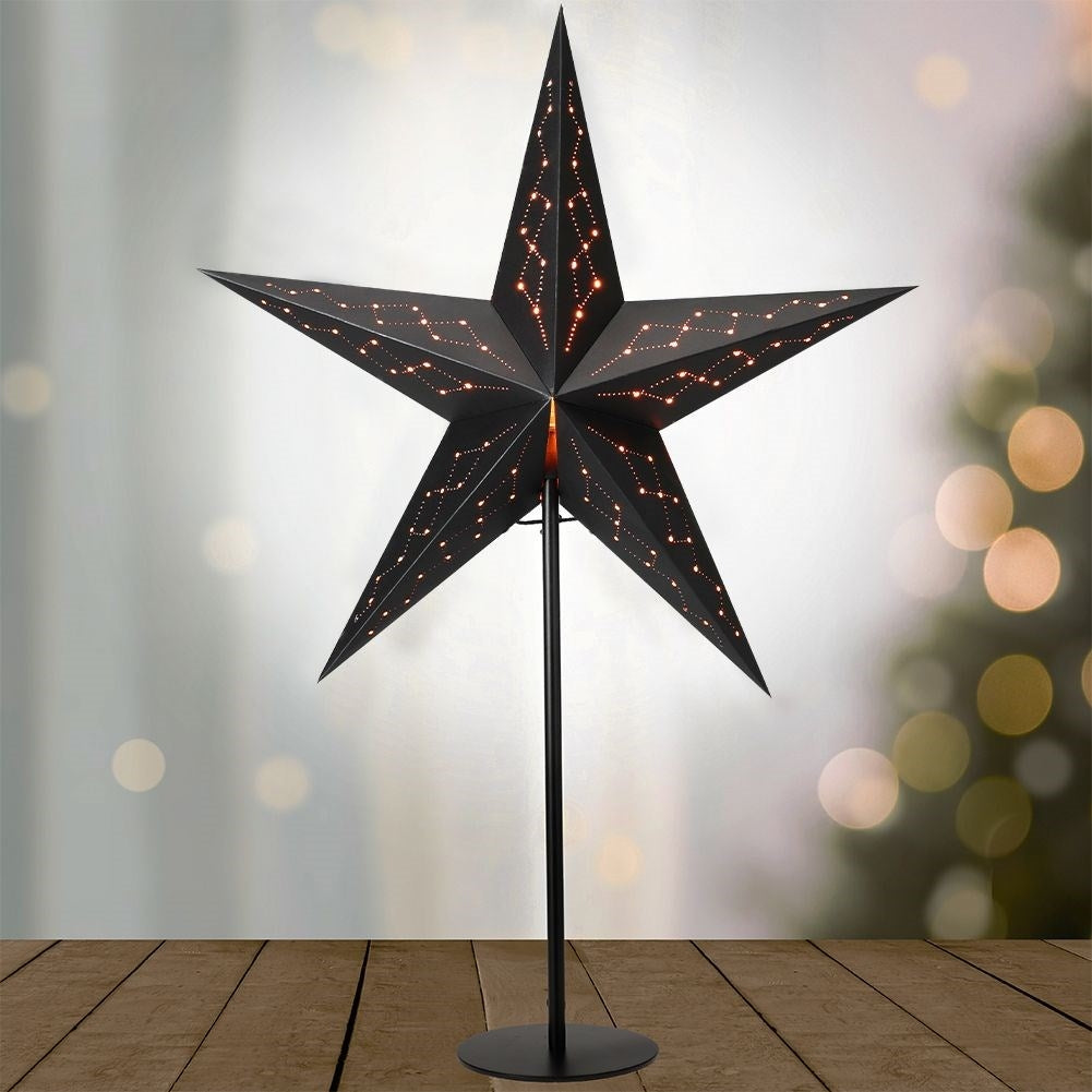 Star-shaped table lamp in black paper for home and office