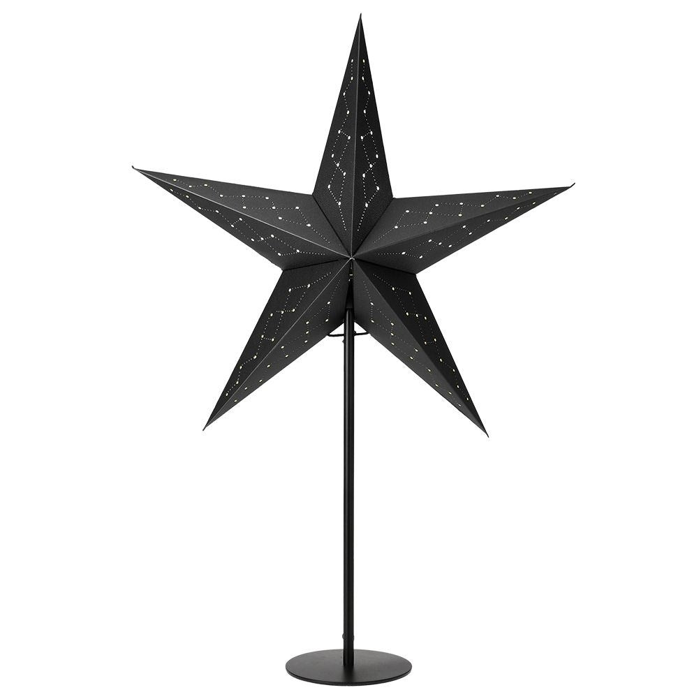 Star-shaped table lamp in black paper for home and office