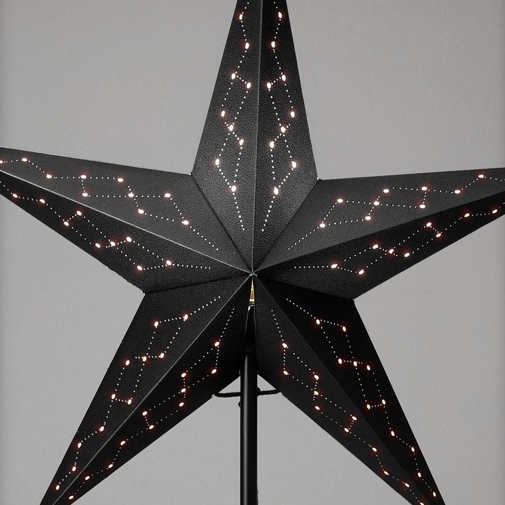 Star-shaped table lamp in black paper for home and office