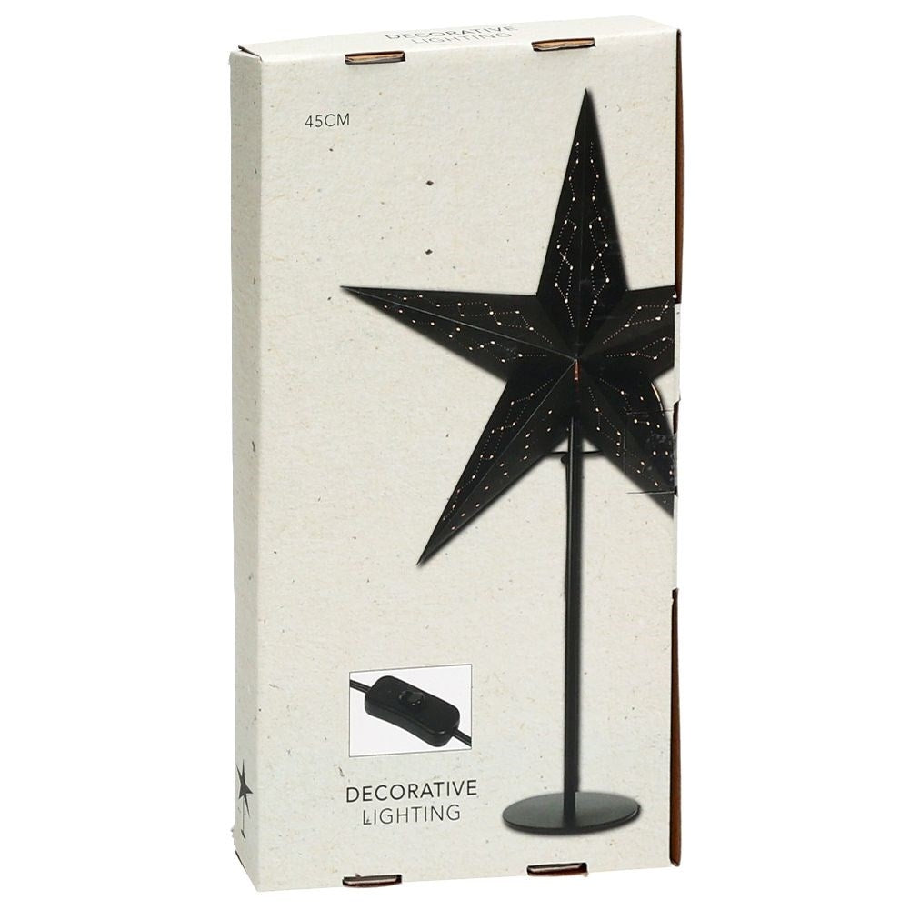 Star-shaped table lamp in black paper for home and office