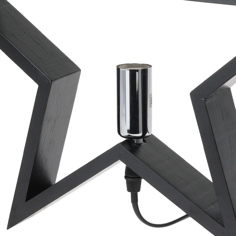 Star-shaped table lamp in black wood for home and office