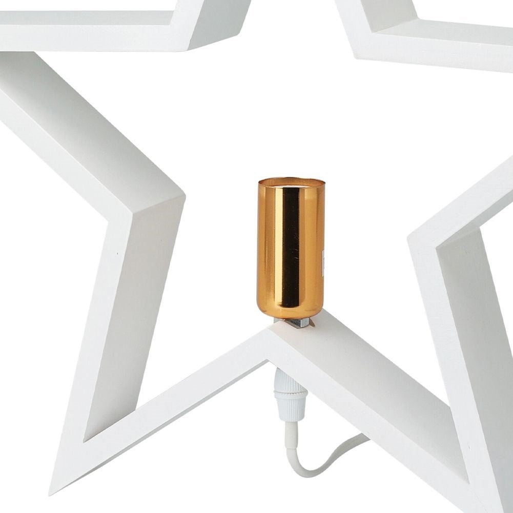 Star-shaped white wooden table lamp for home and office