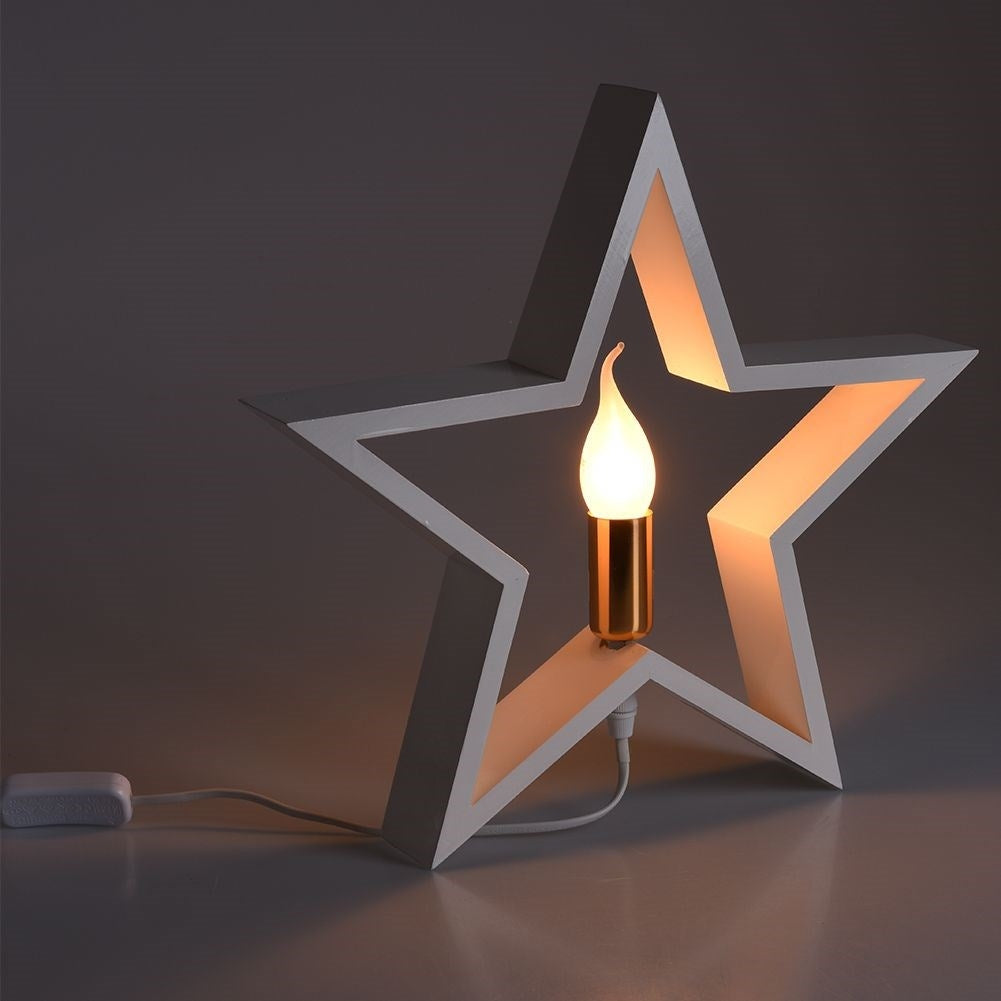 Star-shaped white wooden table lamp for home and office