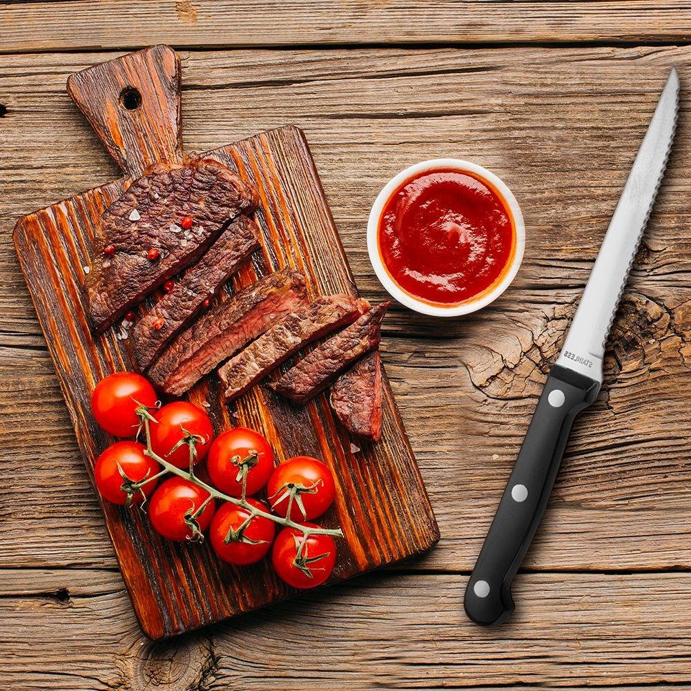 Steak Knife Set with Serrated Blade for Grill and Kitchen