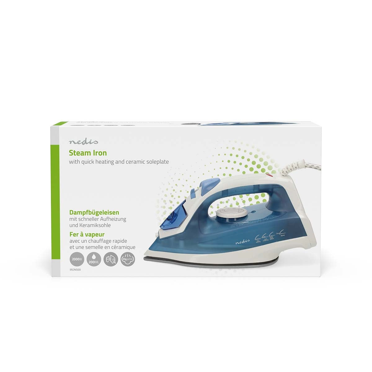 Steam Iron | 2000 W | 20 g/m | Steam shot | Ceramic | 0.20 l