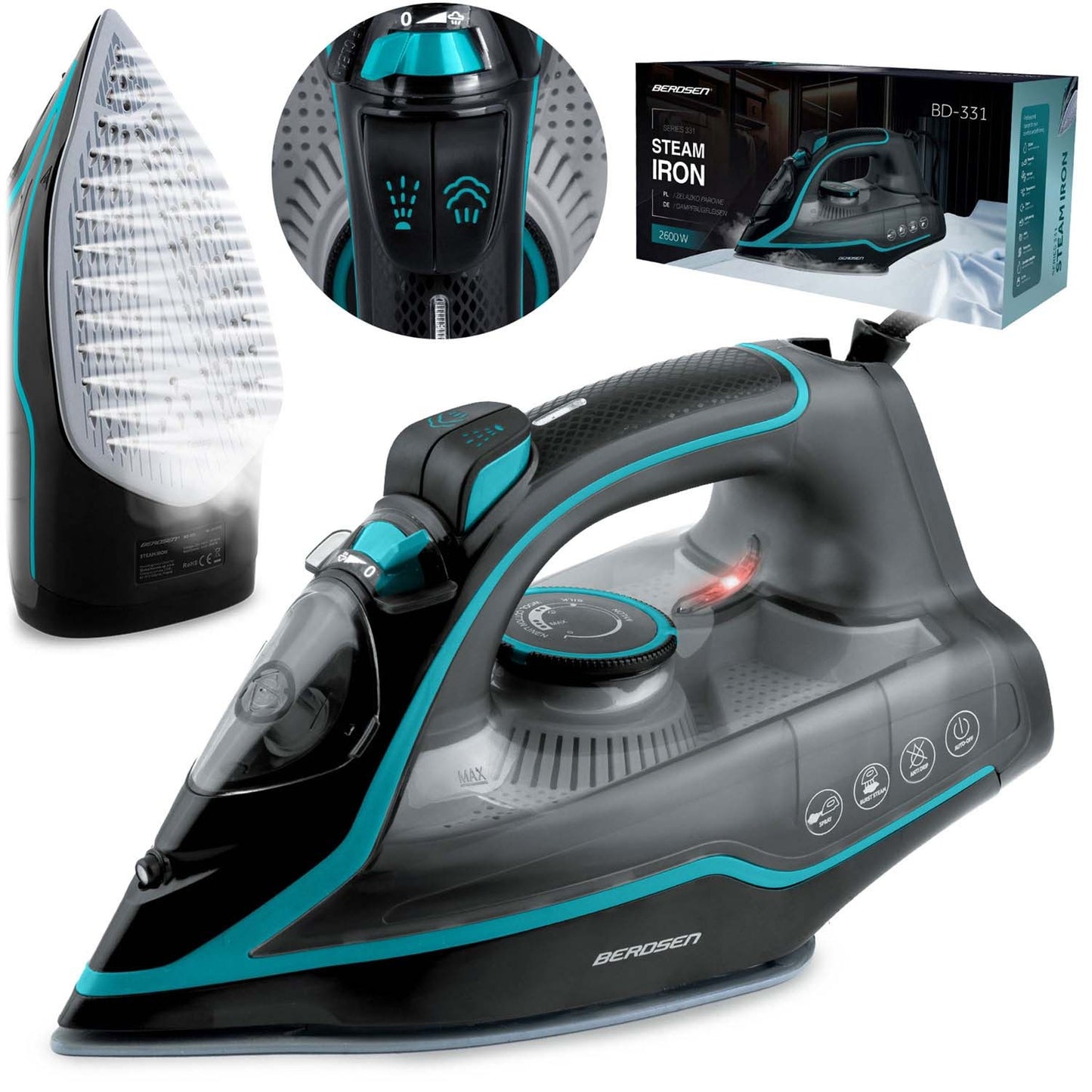 Steam Iron 2600W, Ceramic Soleplate, Vertical Steam