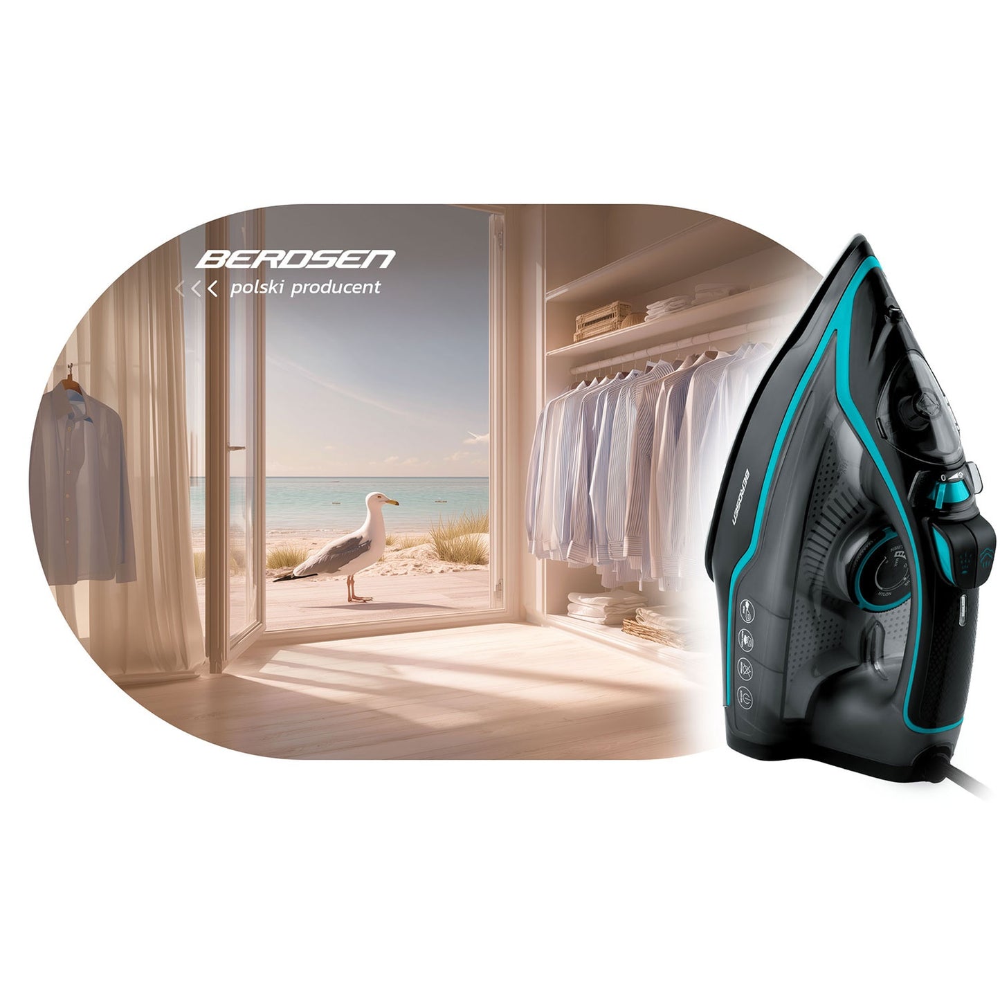 Steam Iron 2600W, Ceramic Soleplate, Vertical Steam