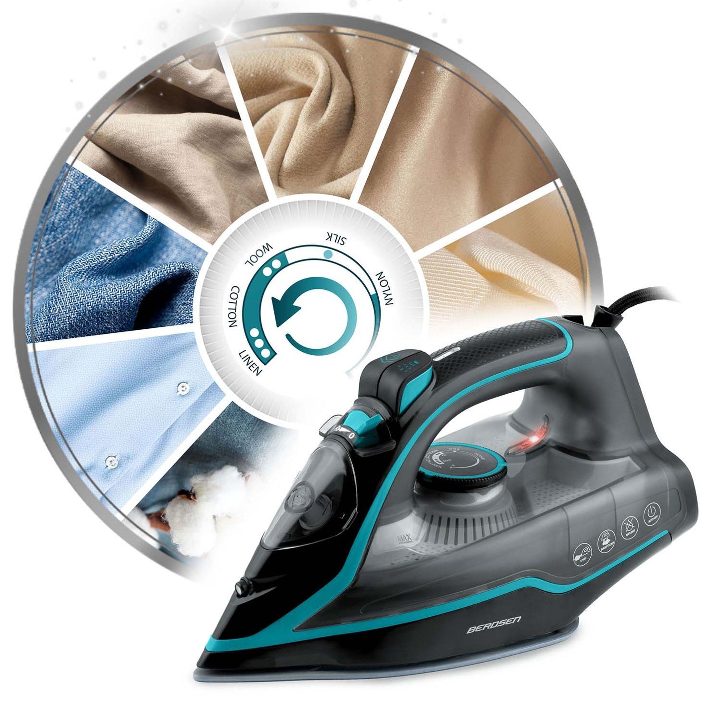 Steam Iron 2600W, Ceramic Soleplate, Vertical Steam