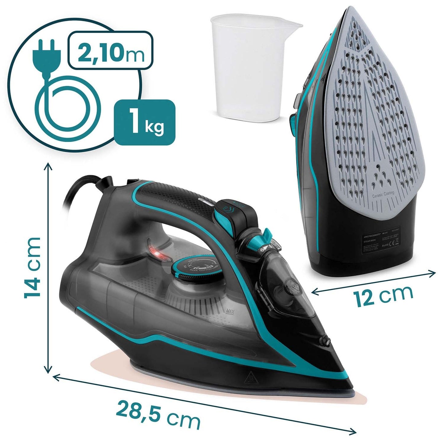 Steam Iron 2600W, Ceramic Soleplate, Vertical Steam