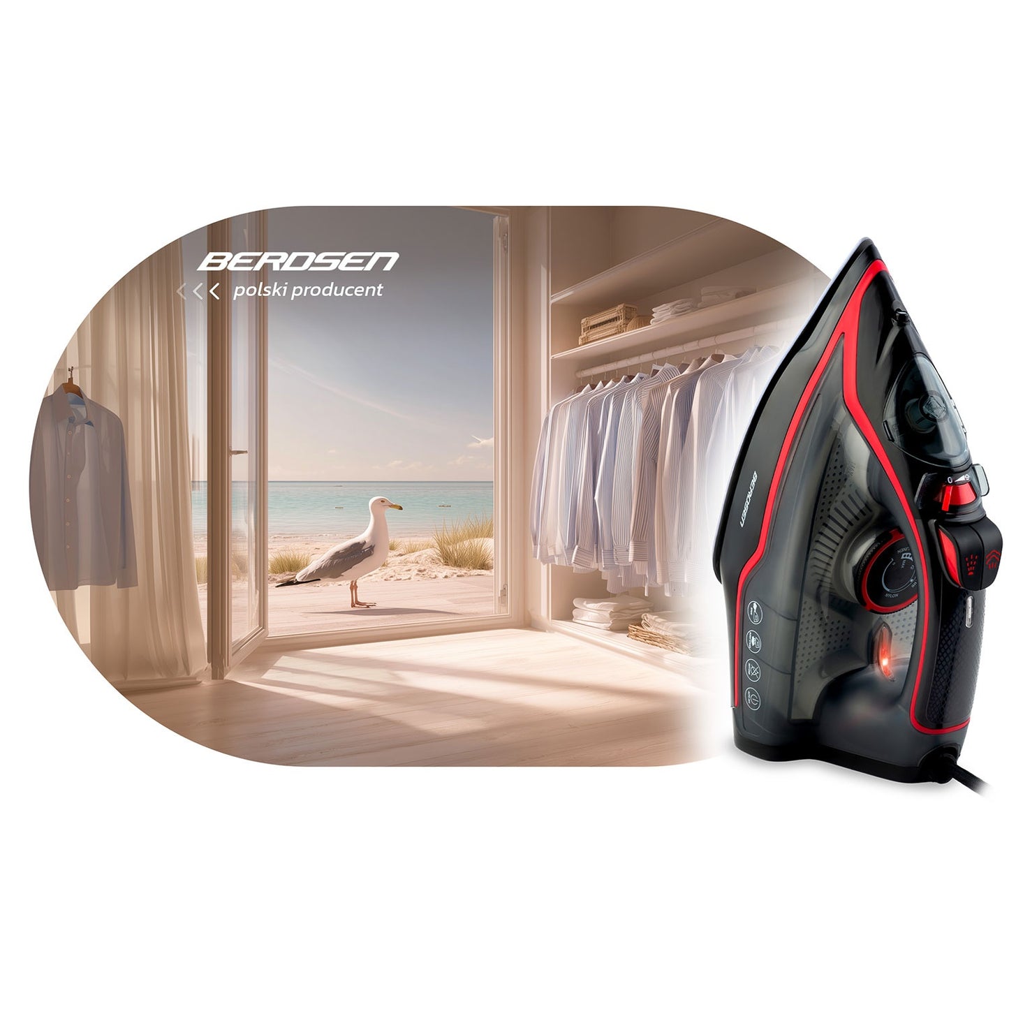 Steam Iron 2600W, Ceramic Soleplate, Vertical Use