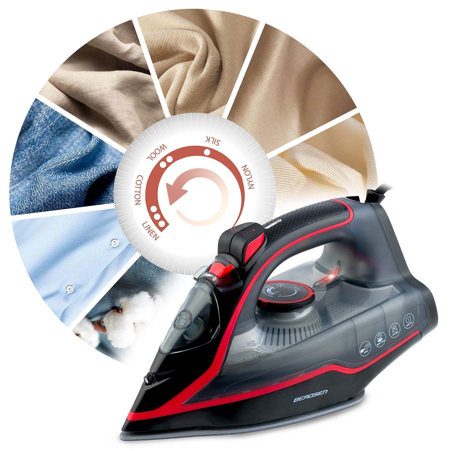Steam Iron 2600W, Ceramic Soleplate, Vertical Use