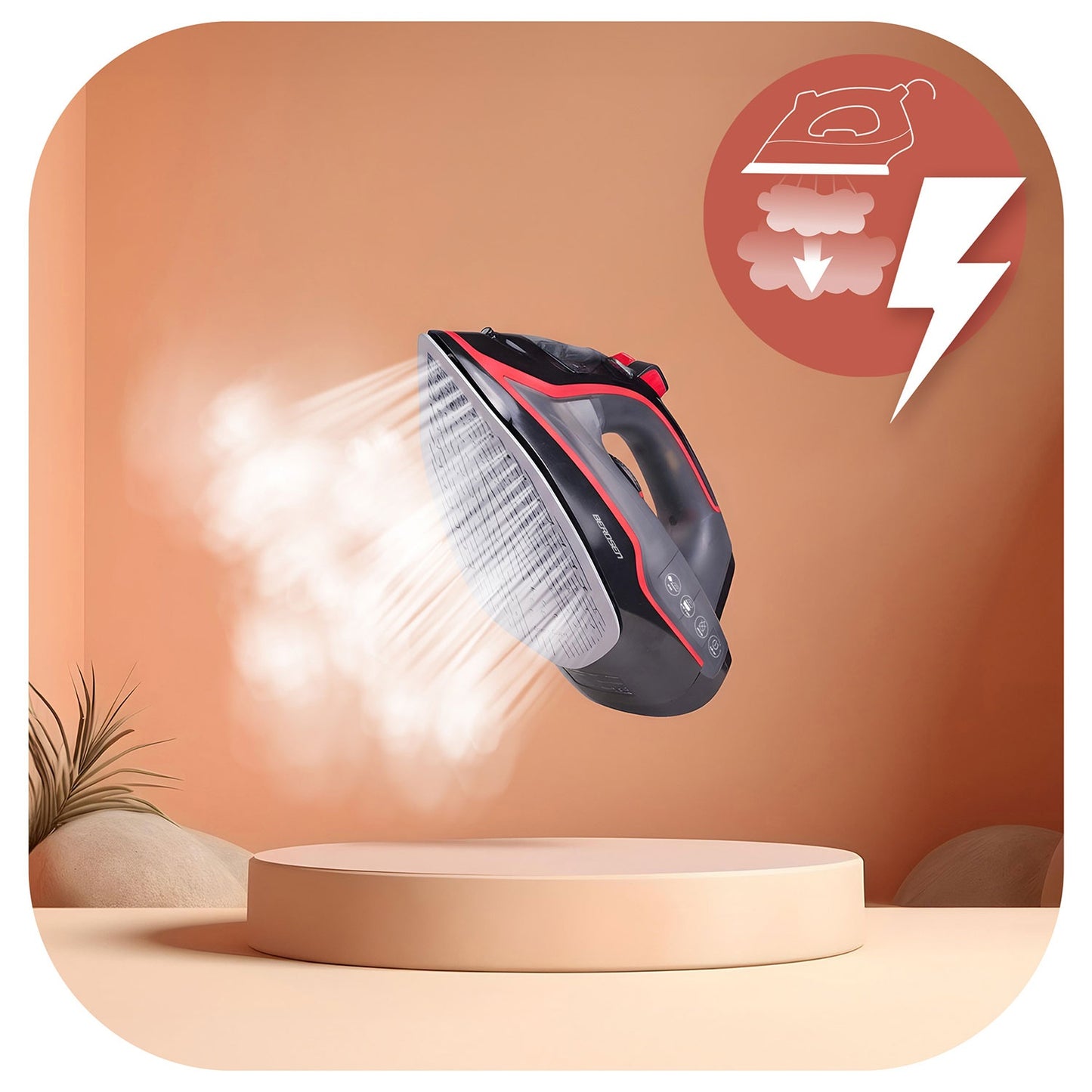 Steam Iron 2600W, Ceramic Soleplate, Vertical Use