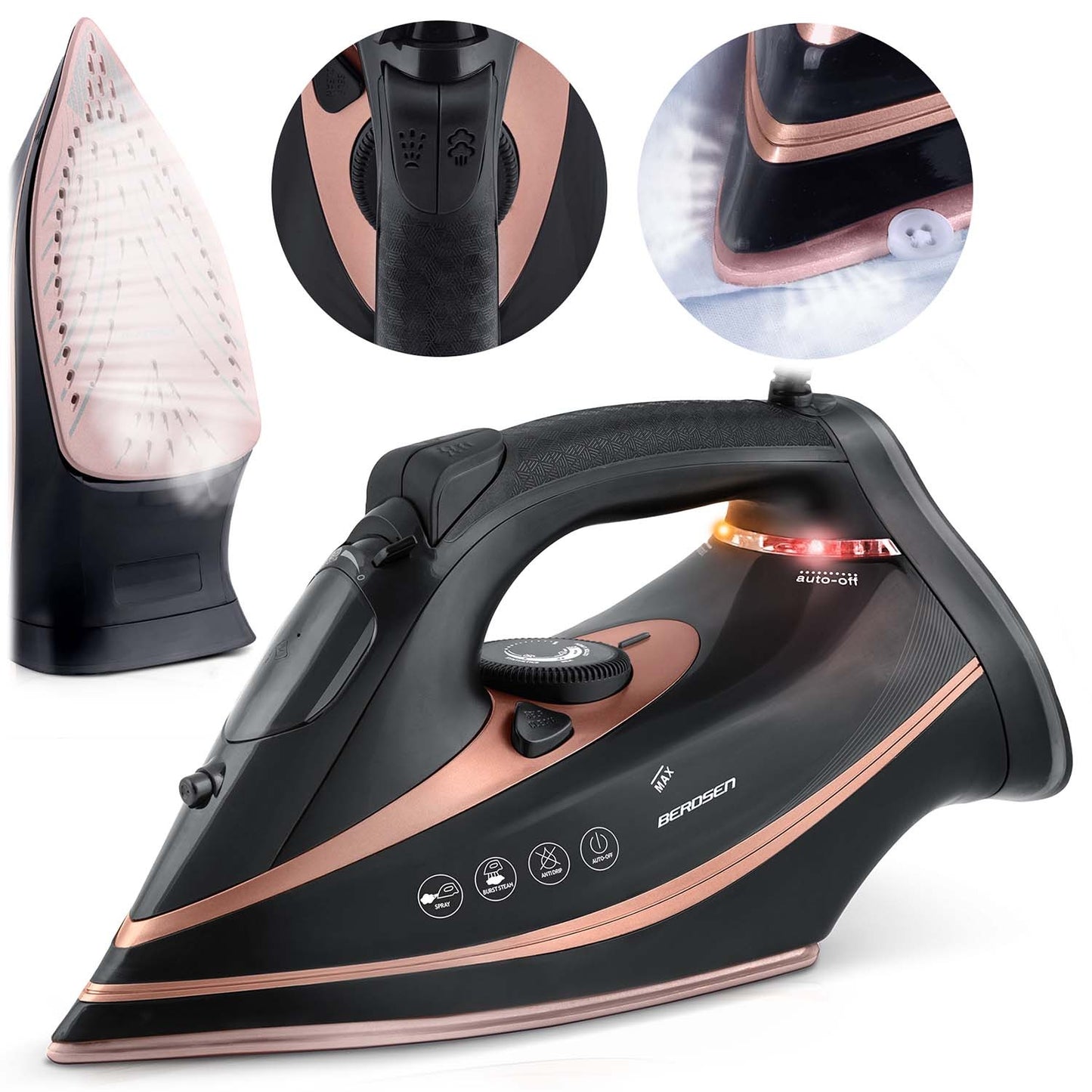 Steam Iron 3000W, Ceramic Soleplate, Vertical Steam