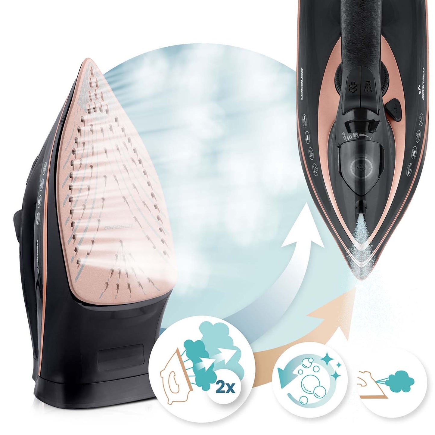 Steam Iron 3000W, Ceramic Soleplate, Vertical Steam