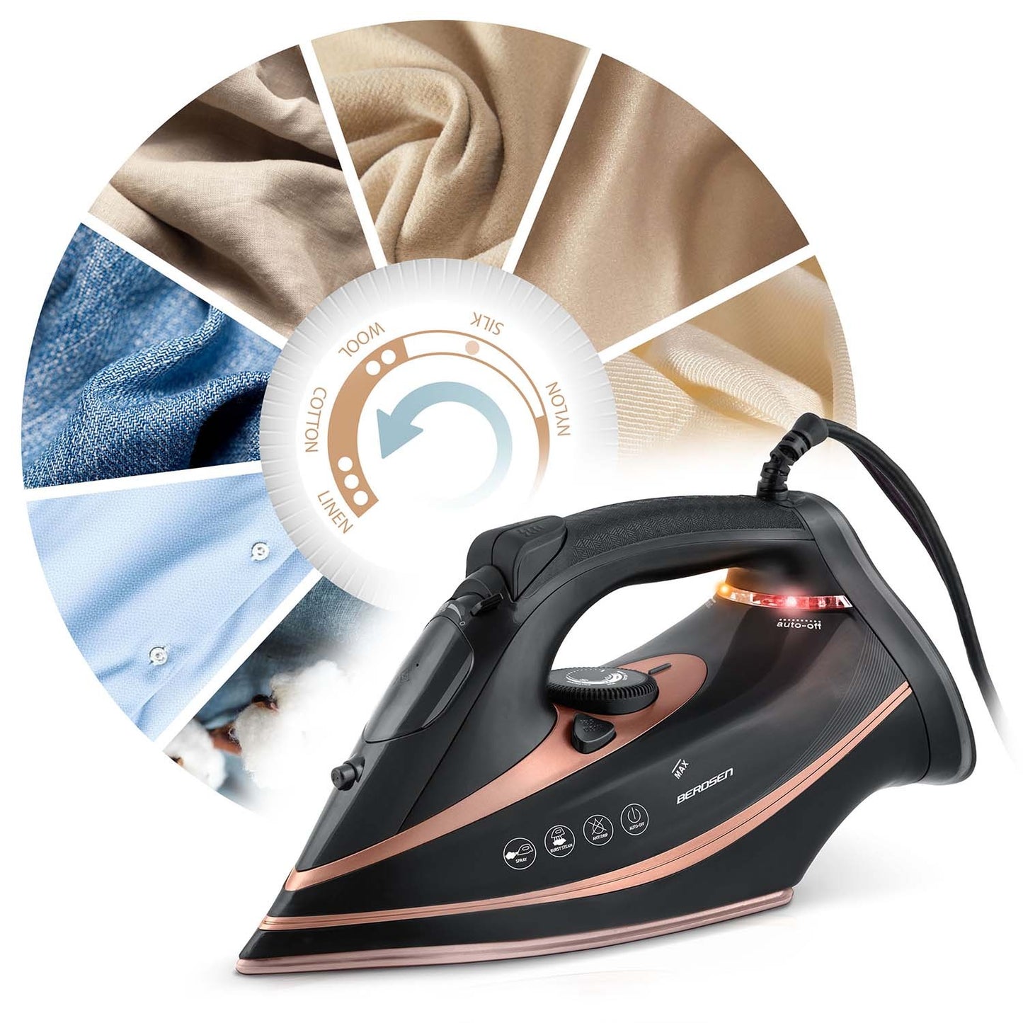 Steam Iron 3000W, Ceramic Soleplate, Vertical Steam