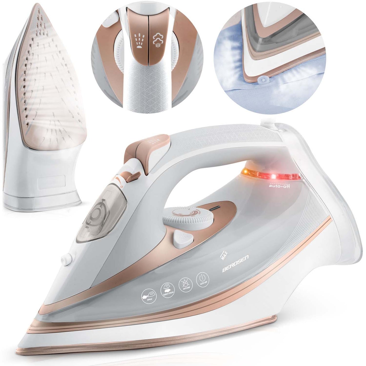 Steam Iron 3000W, Ceramic Soleplate, Vertical Steam