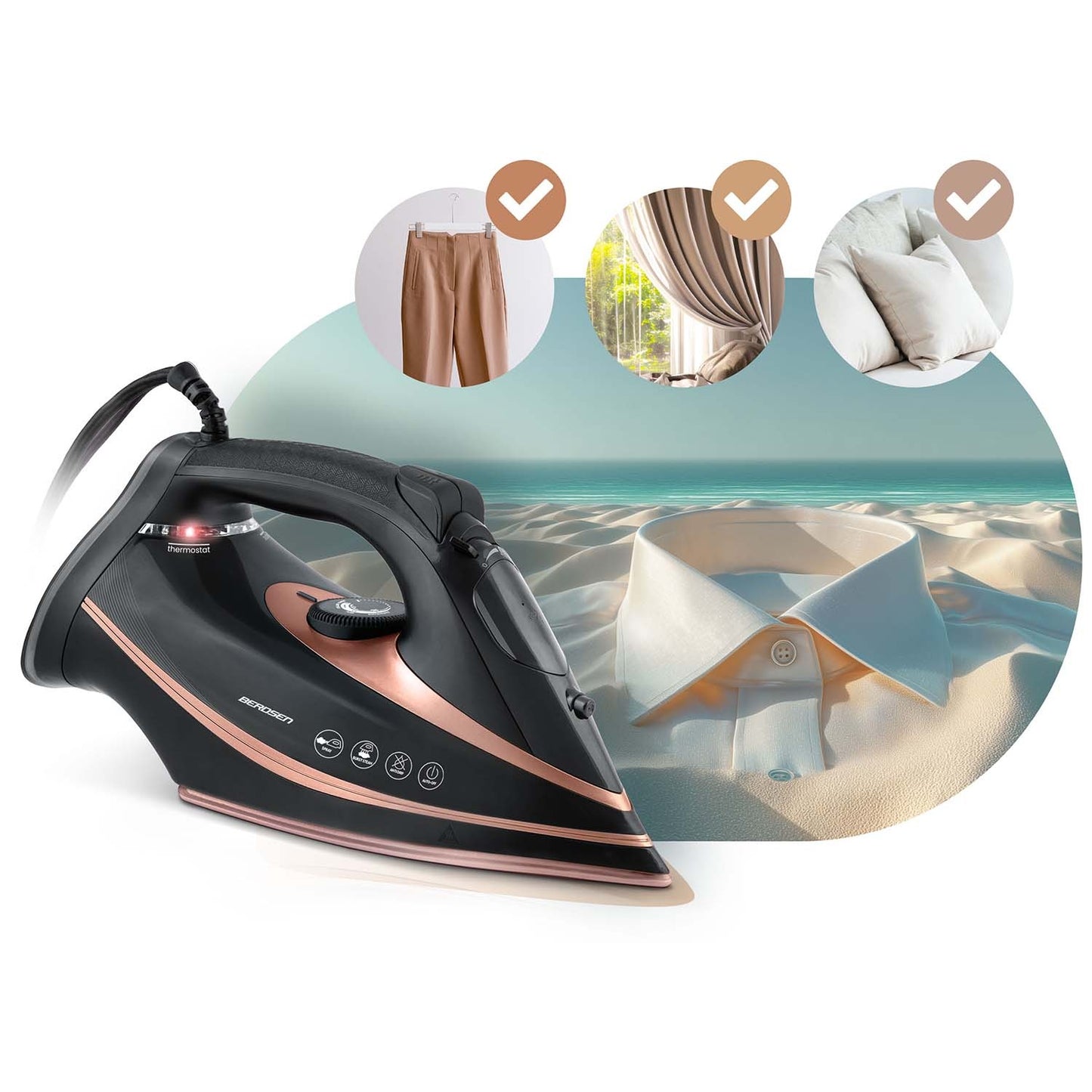 Steam Iron 3000W, Ceramic Soleplate, Vertical Steam