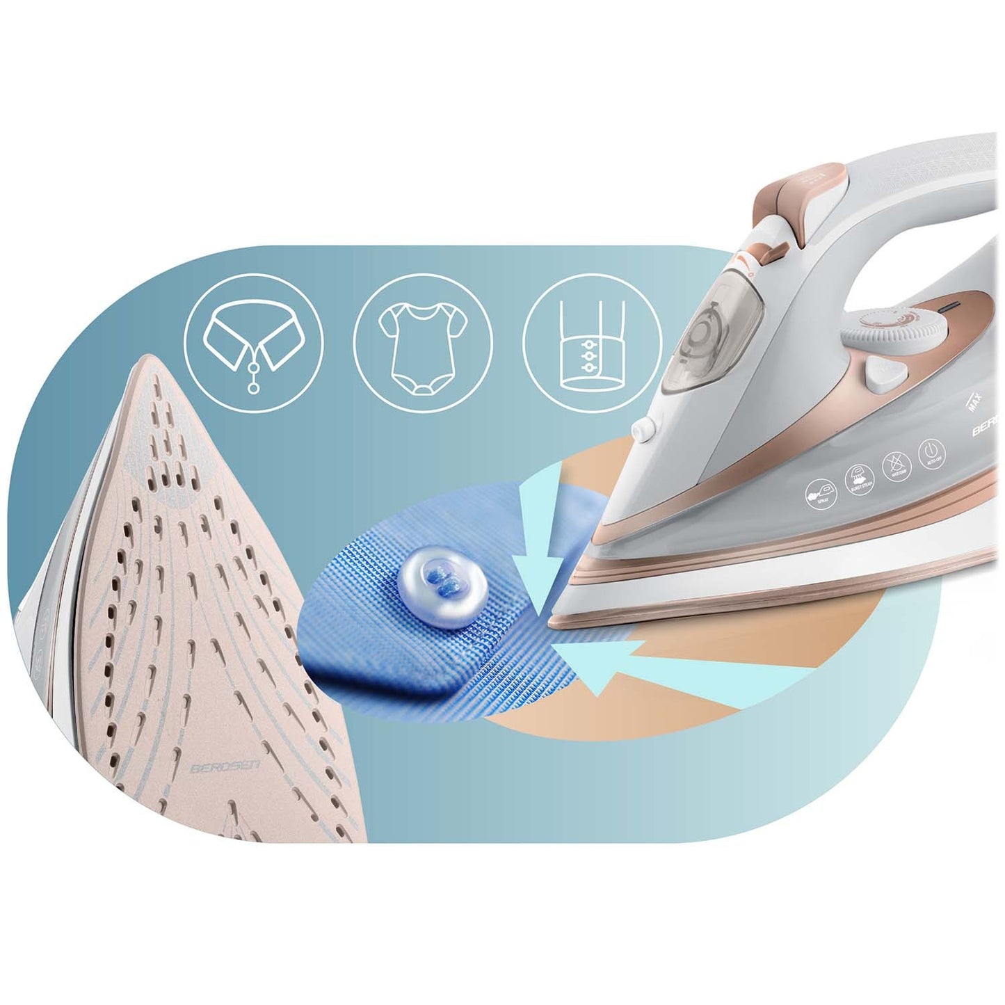 Steam Iron 3000W, Ceramic Soleplate, Vertical Steam