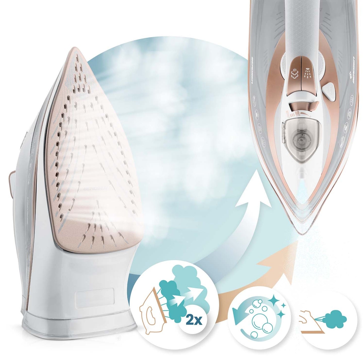 Steam Iron 3000W, Ceramic Soleplate, Vertical Steam